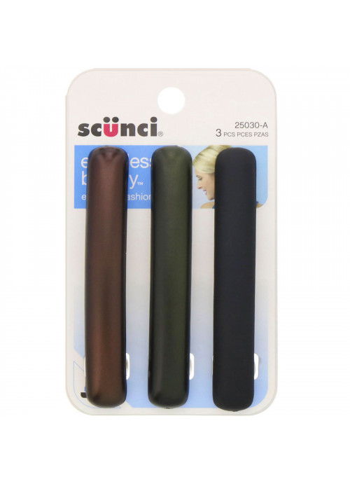 Scunci, Effortless Beauty, Matte Barrettes, 3 Pieces