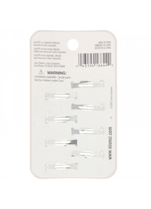 Scunci, Effortless Beauty, Snap Hair Clip, Black & Brown, 8 Pieces