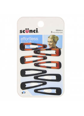 Scunci, Effortless Beauty, Snap Hair Clip, Black & Brown, 8 Pieces