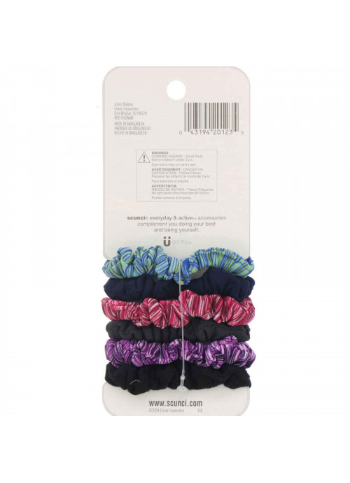 Scunci, Everyday & Active, Space Dye & Solid Ponytailers, 6 Pieces