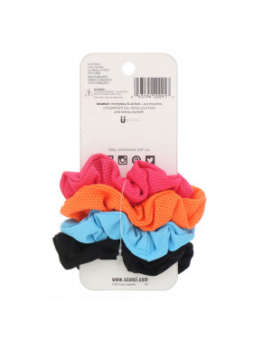 Scunci, Everyday & Active, Sporty Mesh & Super Comfy Ponytailers, Assorted Colors, 4 Pieces