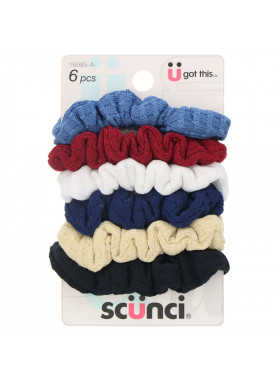 Scunci, Mini Waffle Twisters, Assorted Colors, 6 Pieces
