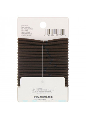 Scunci, No Damage Elastics, All Day Medium Hold, Brown, 18 Pieces