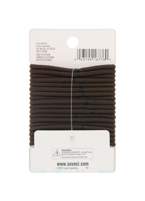 Scunci, No Damage Elastics, All Day Medium Hold, Brown, 18 Pieces
