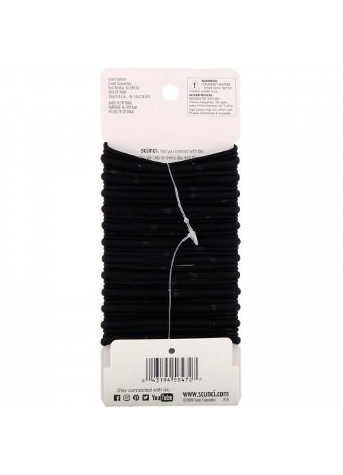 Scunci, No Damage Elastics, Assorted Sizes, 36 Pieces