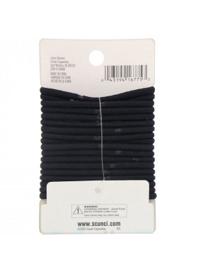 Scunci, No Damage Elastics, Comfortable, All Day Medium Hold, Black, 18 Pieces