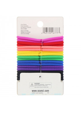 Scunci, No Damage Elastics, Comfortable, All Day Medium Hold, Bright, 18 Pieces
