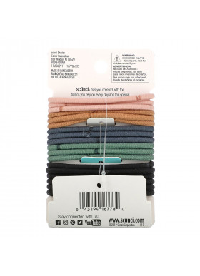 Scunci, No Damage Elastics, Comfortable All Day, Medium Hold, Neutral, 18 Pieces