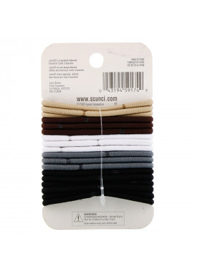 Scunci, No Damage Elastics, Khaki, 18 Pieces