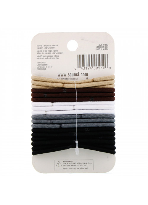 Scunci, No Damage Elastics, Khaki, 18 Pieces
