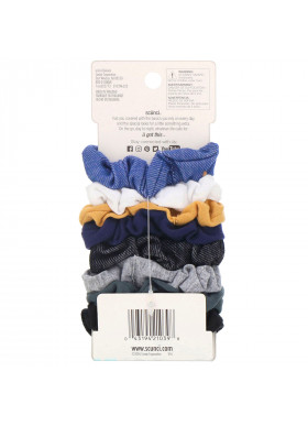 Scunci, No Damage, Mini Scrunchies, Assorted Denim Colors, 8 Pieces