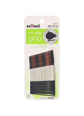 Scunci, No Slip Grip, All Day Hold, Bobby Pin, Assorted Colors, 48 Pieces