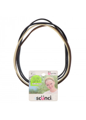 Scunci, No Slip Grip, All Day Hold, Flat Headwraps, Neutral, 4 Pieces