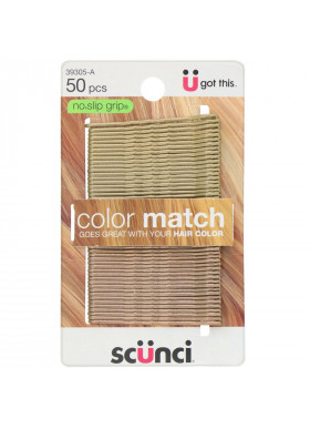Scunci, No Slip Grip, Color Match Bobby Pins, Blonde, 50 Pieces