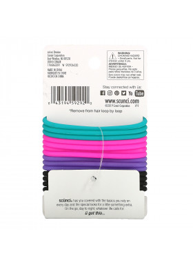 Scunci, No Slip Grip Elastics, Comfortable All Day, Strong Hold, Bright, 14 Pieces