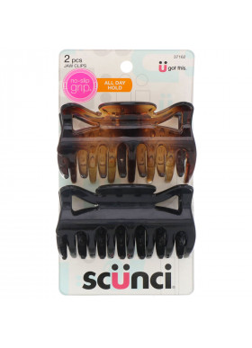 Scunci, No Slip Grip, Jaw Clips, All Day Hold, 2 Jaw Clips