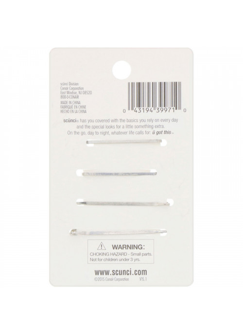 Scunci, Real Style, Spotlight Stone Bobby Pins, 4 Pieces