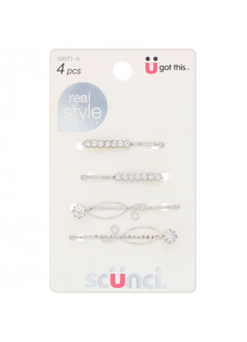 Scunci, Real Style, Spotlight Stone Bobby Pins, 4 Pieces