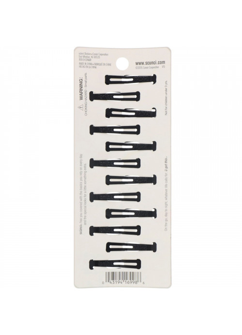 Scunci, Snap Hair Clip, Black, 12 Pieces