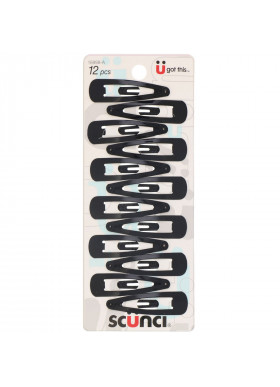 Scunci, Snap Hair Clip, Black, 12 Pieces