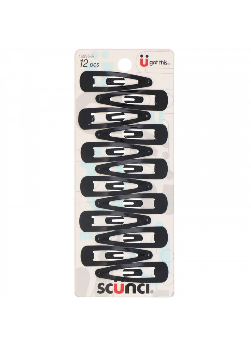 Scunci, Snap Hair Clip, Black, 12 Pieces