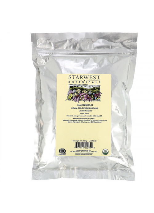 Starwest Botanicals,  Henna Red Powder, Organic, 1 lb (453.6 g)