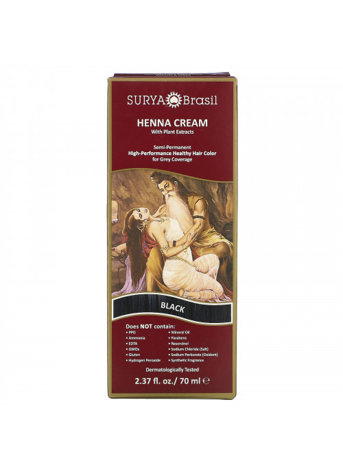 Surya Brasil, Henna Cream, Hair Color and Conditioner, Black, 2.37 fl oz (70 ml)