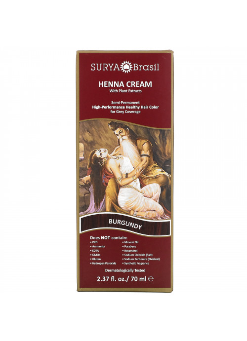 Surya Brasil, Henna Cream, Hair Coloring & Conditioning Treatment, Burgundy, 2.37 fl oz (70 ml)