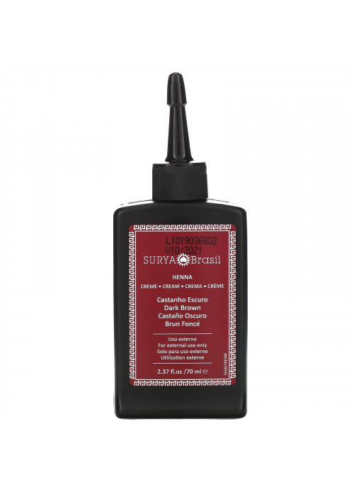 Surya Brasil, Henna Cream, High-Performance Healthy Hair Color for Grey Coverage, Dark Brown, 2.37 fl oz (70 ml)