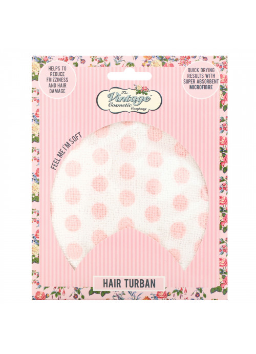 The Vintage Cosmetic Co., Hair Turban, Pink Polka Dot, 1 Count