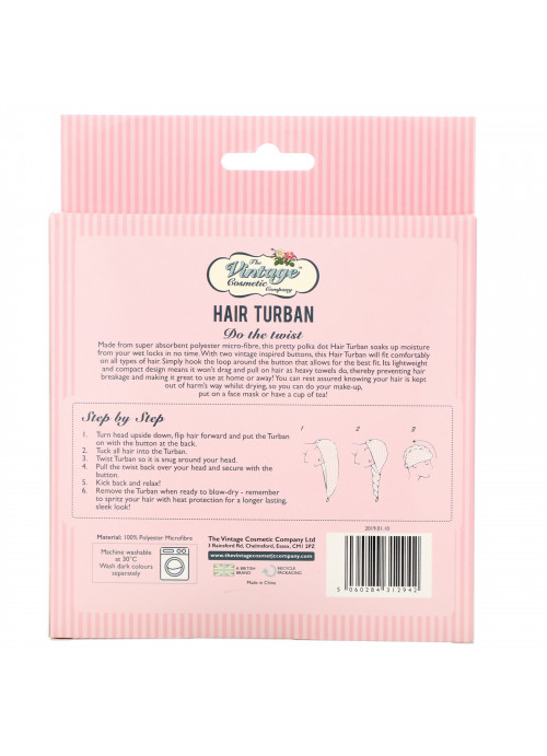 The Vintage Cosmetic Co., Hair Turban, Pink Polka Dot, 1 Count