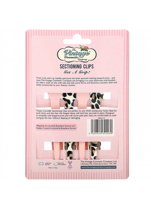 The Vintage Cosmetic Co., Sectioning Clips, Pink, 4 Clips