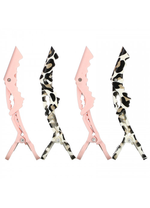 The Vintage Cosmetic Co., Sectioning Clips, Pink, 4 Clips