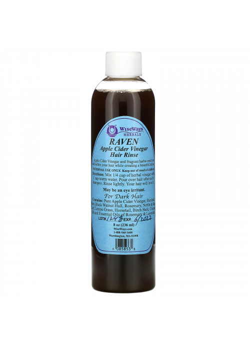 WiseWays Herbals, Raven, Apple Cider Vinegar Hair Rinse, For Dark Hair, 8 oz (236 ml)