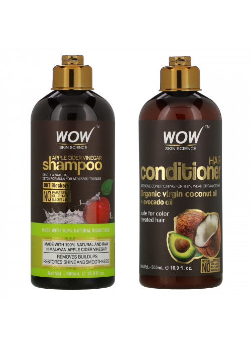 Wow Skin Science, Apple Cider Vinegar Shampoo + Conditioner Haircare, 2 Piece Kit