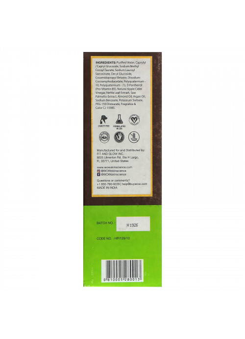 Wow Skin Science, Shampoo, Apple Cider Vinegar, 16.9 fl oz (500 ml)