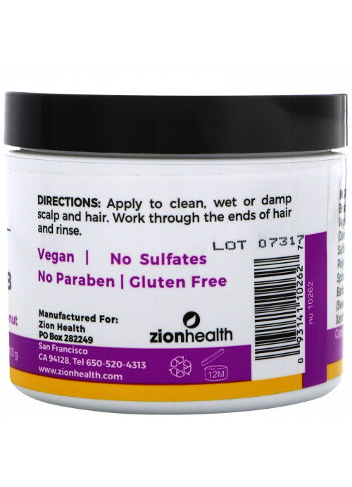 Zion Health, Adama, Deep Cleansing Scalp & Hair Scrub, Vanilla Coconut, 4 oz (113 g)