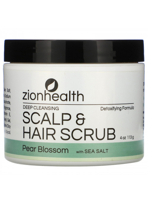 Zion Health, Deep Cleansing Scalp & Hair Scrub, Pear Blossom with Sea Salt, 4 oz (113 g)