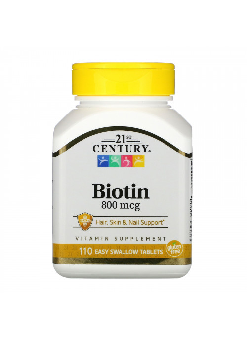 21st Century, Biotin, 800 mcg, 110 Easy Swallow Tablets
