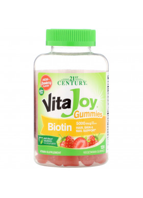 21st Century, VitaJoy Biotin Gummies, Strawberry Flavor, 5,000 mcg, 120 Vegetarian Gummies