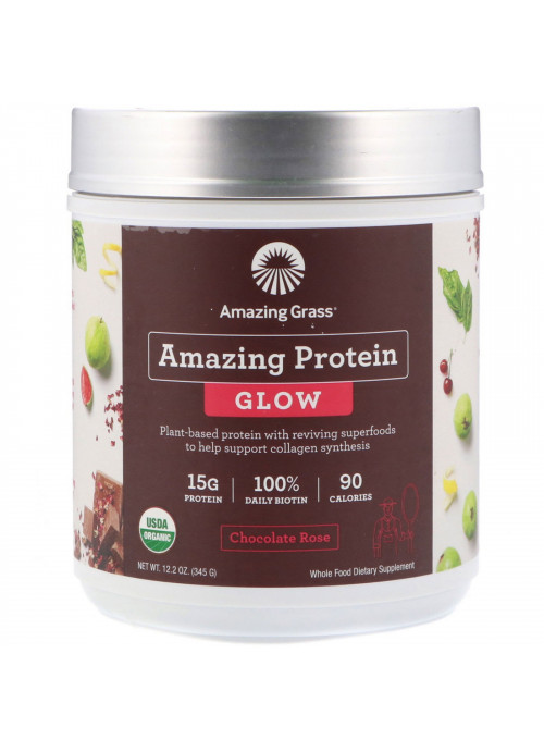 Amazing Grass, Organic Amazing Protein, Glow, Chocolate Rose, 12.2 oz (345 g)