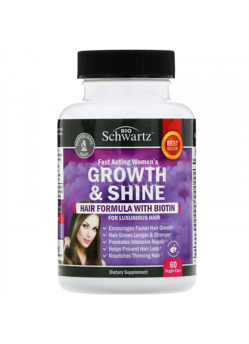 BioSchwartz, Fast Acting Women's Growth & Shine, Hair Formula with Biotin, 60 Veggie Caps