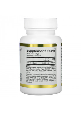 California Gold Nutrition, Biotin, 10,000 mcg, 90 Veggie Softgels