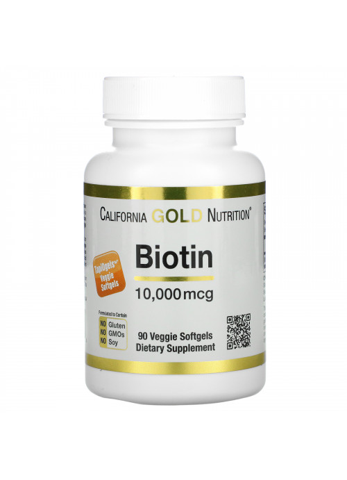 California Gold Nutrition, Biotin, 10,000 mcg, 90 Veggie Softgels