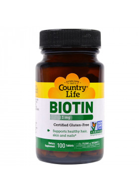 Country Life, Biotin, 1 mg, 100 Tablets