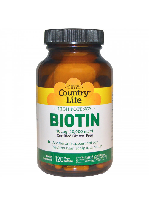 Country Life, High Potency Biotin, 10 mg, 120 Vegan Capsules