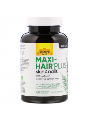 Country Life, Maxi-Hair Plus, 5,000 mcg, 120 Vegetarian Capsules