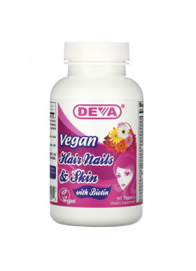 Deva, Vegan Hair Nails & Skin with Biotin, 90 Tablets