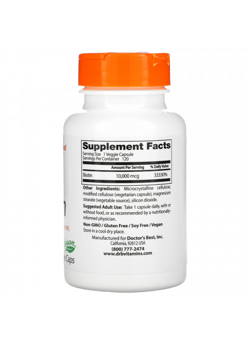 Doctor's Best, Biotin, 10,000 mcg, 120 Veggie Caps