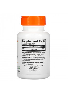 Doctor's Best, Biotin, 5,000 mcg,  120 Veggie Caps